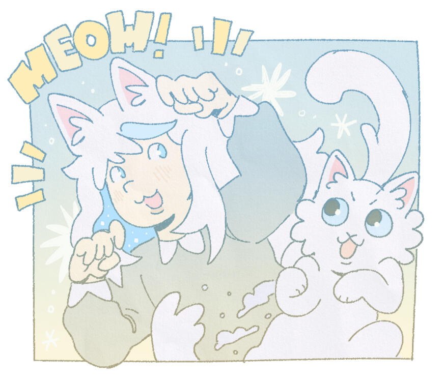 yellow, white and light blue piece of my two cat themed sonas !